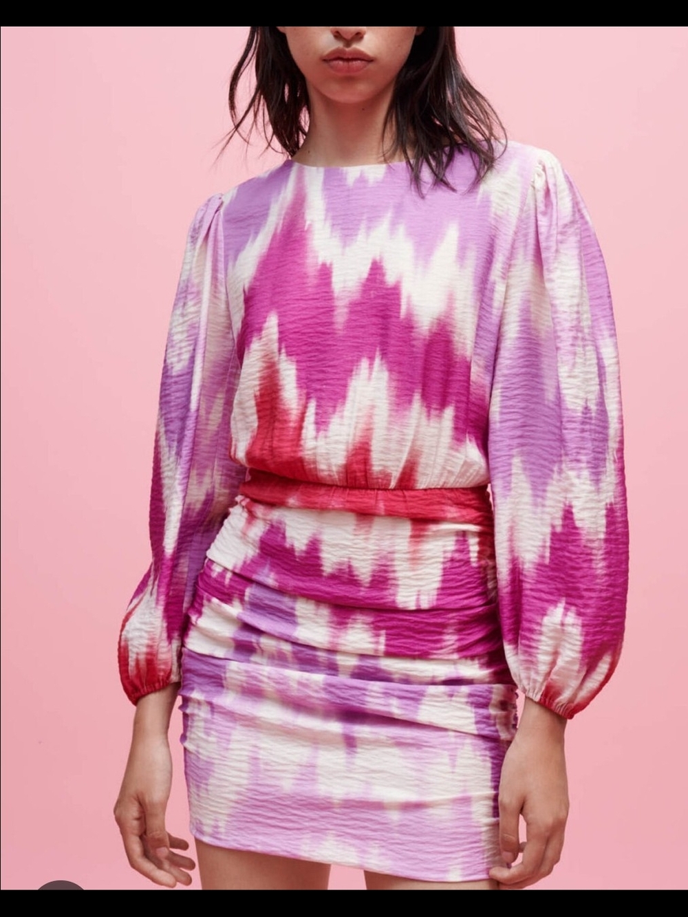Maje Pink & White Tie-Dye Mini Dress